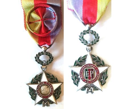 Officer's Cross. Breast Badge, 63x39 mm, silvered, both sides enameled, original suspension ring and ribbon with rosette. Sup