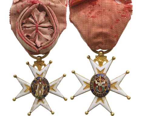 Knight's Cross, Louis Philippe I (1830-1848) Type, 3rd Class, instituted in 1693. Breast Badge, 40x36 mm, GOLD, enameled, bot