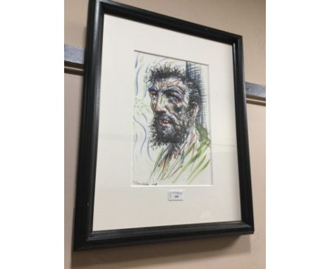 AFTER PETER HOWSON, an untitled print, mounted, framed and under glass, 33cm x 21cm