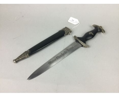 REPLICA SS DAGGER, circa 1970/80s, with scabbard, 37.4cm long