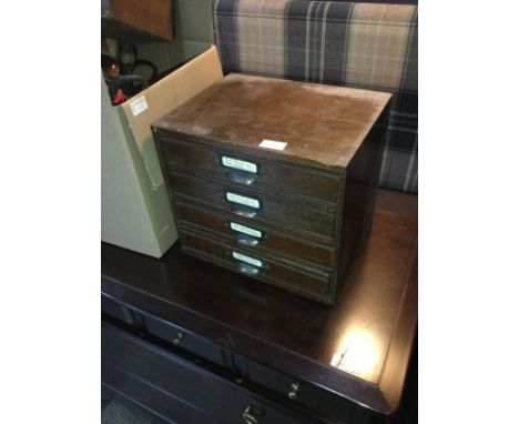 OAK FOUR DRAWER CHEST, 34cm wide, along with various tools including chisels, mallet and hammers
