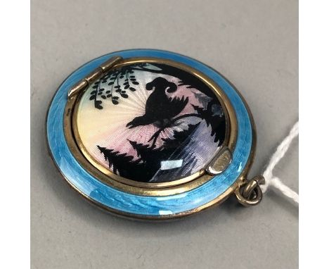 ART DECO SILVER AND GUILLOCHE ENAMEL COMPACT
