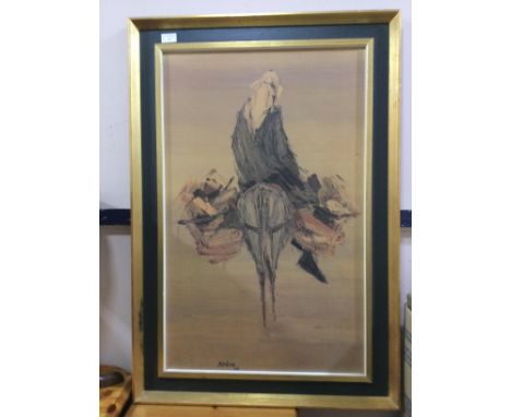 WOMAN ON A DONKEY, A PRINT AFTER AILEEN LIPKIN, framed, 96cm x 66cm overall