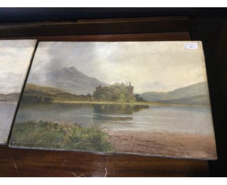 SCOTTISH SCHOOL, 19TH CENTURY, LOCH SCENE, oil on canvas, signed R. Hunter and dated 1904 35.5cm x 53cm along with a companio