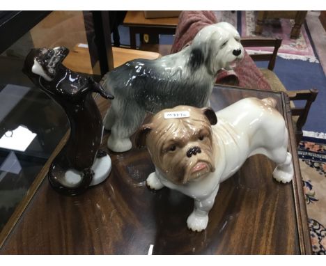 LOT OF CERAMIC ANIMAL FIGURES, including horses, dogs, a cat and an elephant (11)