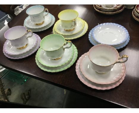 ROYAL ALBERT PART TEA SERVICE, decorated with the Rainbow pattern, comprising 5 cups, 6 saucers and 6 side plates (17) also a
