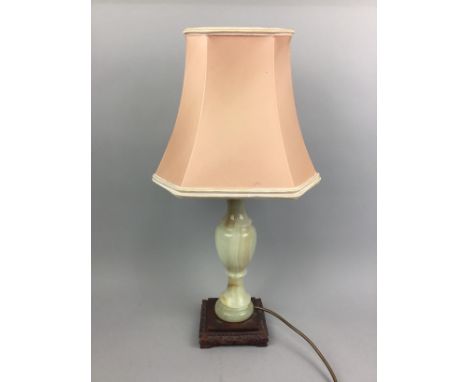 ONYX TABLE LAMP WITH SHADE, along with two other lamps (3)