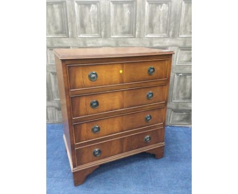 REPRODUCTION MAHOGANY CHEST OF FOUR DRAWERS, on bracket feet, 61cm wide