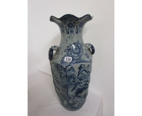 Large blue and white Oriental vase / stick stand A/F (H: 62cm)