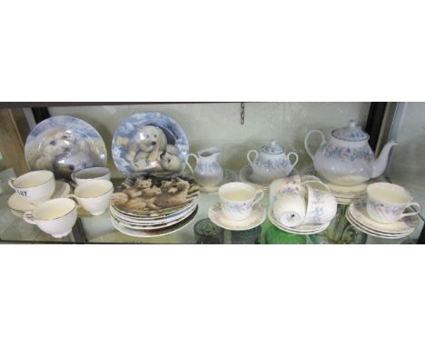 Wedgwood part tea set, 2 Royal Doulton cups and saucers and collection of picture plates to include Mike Jackson