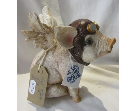 Ceramic pig with wings
