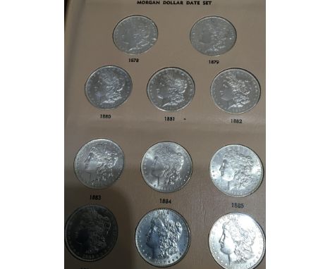 A Morgan Dollar Silver  Date Set. 1878 - onwards. Full date set. Including 1895 and 1890. Mint Marks Of Carson City. New Orle