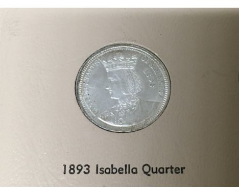 A rare American Isabella Quarter Dollar coin. Possibly MS60 grade or above.  Note. The Isabella quarter or Columbian Expositi