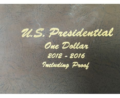 An Album of US president one dollar commemorative coins 2012-2016 including proof coins the coin set depicting each president