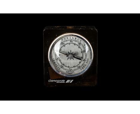 Concorde Interest Barometer housed in a molded perspex casing with Concorde Air France logo to the bottom left. Please see ac