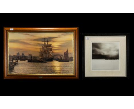 Framed Black &amp; White Photographic Print by Michael McKenna along with Framed Colour Print of Greenwich Reach 1887 by R. C
