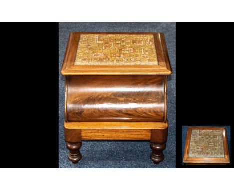 Victorian Mahogany Pull Out Step Commode Stand with carpet fitted top and side. Complete with a fitted interior and terminati