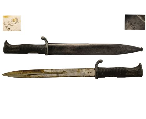 German WKC Long Dress Bayonet And Scabbard With Birds Head Pommel K.W.C Weyersberg Kirschbaum &amp; Co, Grip In Very Poor Con