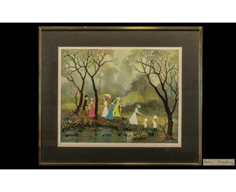 Helen Bradley Pencil Signed Print with blind stamp HCF.  Published by Miss Carter Publications, Manchester, England.  Copyrig