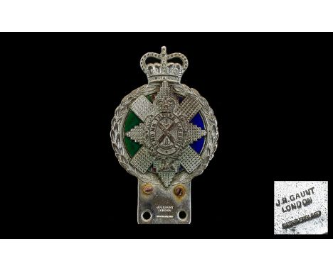 J R Gaunt London Military Car Badge Nemo Me Impune Lacessit Royal Stuart. Height 5 inches.