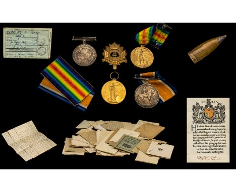 WW1 Military Medals “Eagle“ Brothers, Medals And Associated Documentary Paperwork Awarded To 156190 Gnr E E Eagle R.A &amp; 3