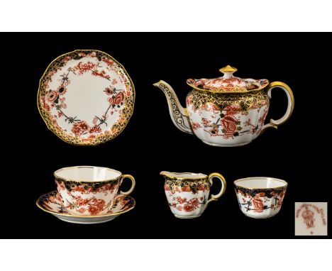 Royal Crown Derby Bone China Bachelors Six Piece Tea Service.  Date 1917, comprises:  Tea Pot, Sandwich Plate, Cup &amp; Sauc