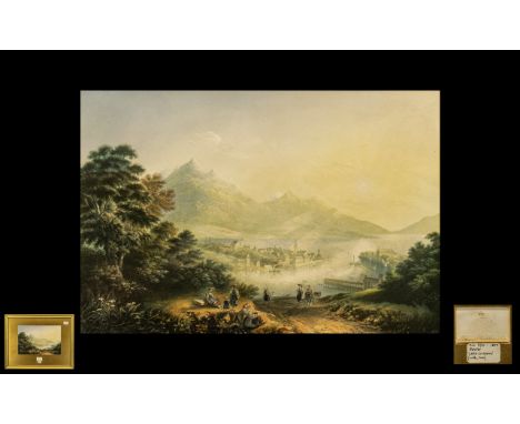 Thomas Baxter Period Print titled 'Lucerne'.  No. 334, dated 1857, with the Baxter blind embossed stamp.  Size 19" x 24".