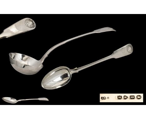 A Superb Quality Victorian Period Large and Impressive Sterling Silver Ladle. Makers Mark for George Adams G.A. And Hallmarke