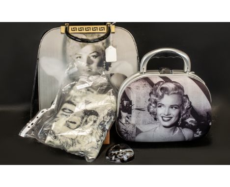 Marilyn Monroe Interest - comprising 1950s style Vanity Case by Rockability; large handbag with double handles and zip closur