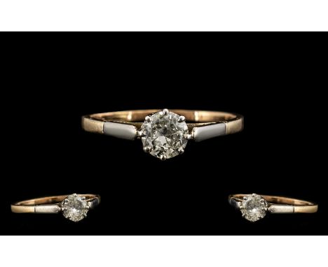 Single Stone Diamond Ring Set With A Round Brilliant Cut Diamond, Estimated Diamond Weight 0.71ct Ring Size T, Weight 1.8 gra