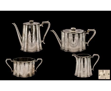 Victorian Period Top Quality Sterling Silver 4 Piece Tea &amp; Coffee Service of pleasing design and proportions.  Hallmark L