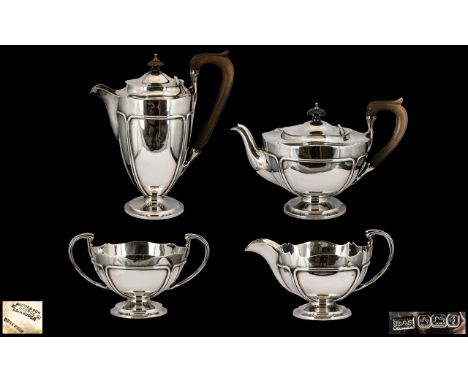 Queen Anne Style Top Quality Sterling Silver 4 Piece Tea / Coffee Service, Great Design - Thick Gauge ( Heavy) Maker Brook an