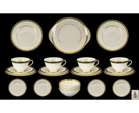 Royal Doulton 'Clarendon' Dinner Service comprising 6 cups, 6 saucers, 6 side plates, 6 bowls, 5 small sandwich/cake plates, 