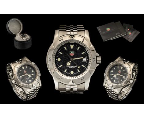 Tag Heuer Gents Professional Steel Wrist Watch - serial number WD1211-K-21. Many features. Date of purchase 6.5.98 comes with