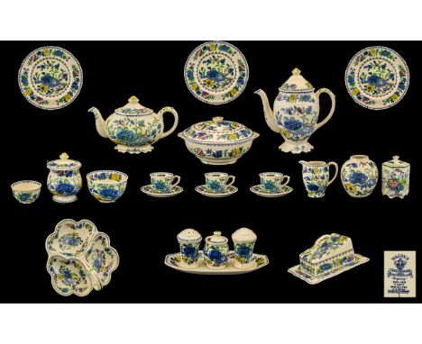 Large Collection of Mason's 'Regency' China.  Approx 70 pieces in total, comprising: Tea Pot, Coffee Pot, Lidded Sugar Bowl, 