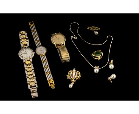 Mixed Lot Of Costume Jewellery And Wristwatches To Include A Ladies Michel Herbelin Wristwatch 16886.B, Gents Sainthonore &am