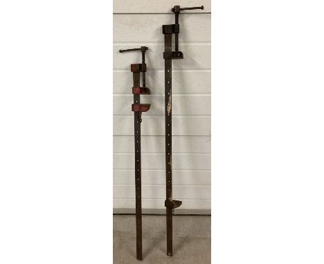 2 vintage metal sash clamps by Record.  Largest approx. 123cm long.