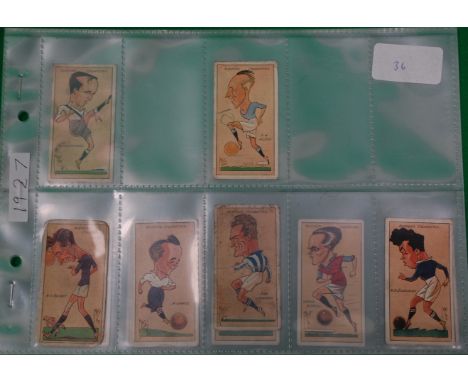 CIGARETTE CARDS; Player's Cigarettes: Incomplete set, 1927, Football Caricatures by 'Mac' - series of 50. ( 12 cards total ) 