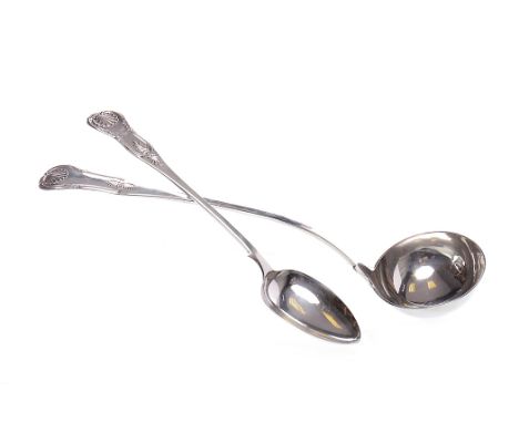 LARGE EARLY VICTORIAN SCOTTISH SILVER KINGS PATTERN SOUP LADLE
maker David McDonald, Glasgow 1837, handle engraved with initi