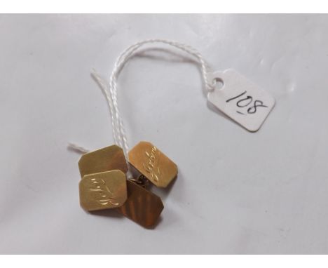 Pair oblong 9ct cufflinks 5g      
