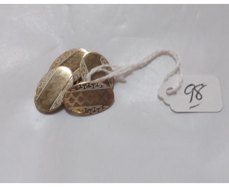 Pair 9ct & enamel cufflinks 6g     