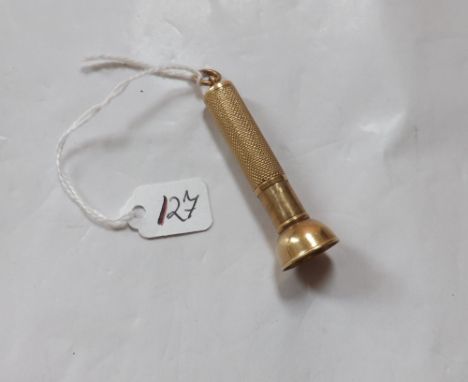 9ct cigar piercer with engine turned sides    