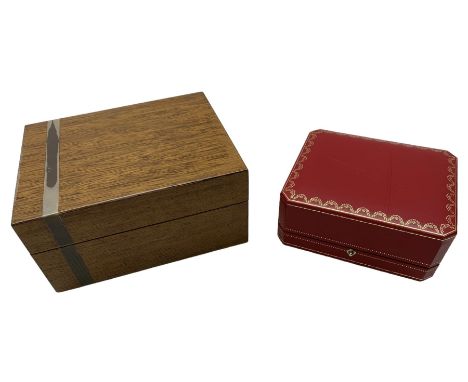 Patek Philippe wooden wooden lacquered watch box, with silvered strip to one side, embossed and gilt Patek Philippe Geneve to