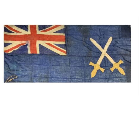 WWII British Royal Army Service Corps flag, screen printed and applique, approx 185cm x 85cm
