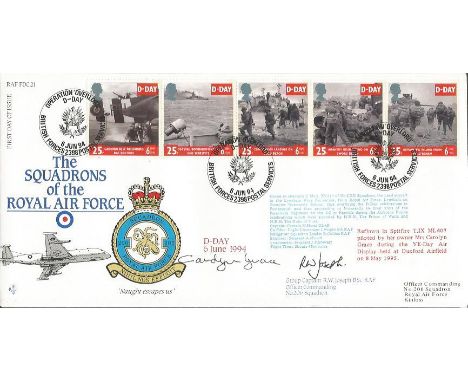Caroline Grace Lady Spitfire pilot and Grp Cptn R W Joseph signed RAF FDC 21 Squadrons of the RAF cover. Good Condition. All 