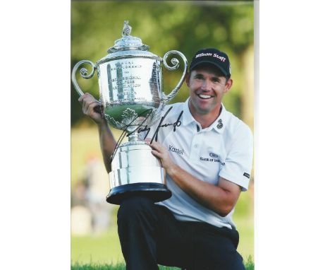 Padraig Harrington signed 12x8 colour photo. Irish professional golfer who plays on the European Tour and the PGA Tour. He ha
