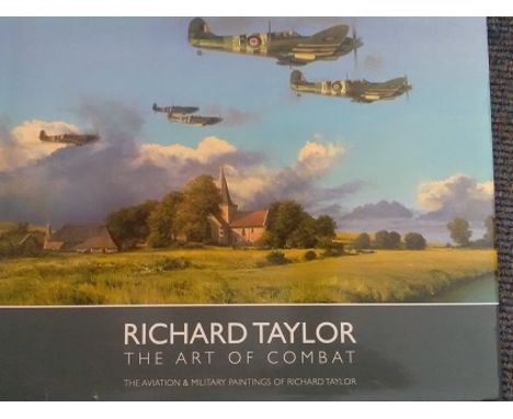 Richard Taylor The Art Of Combat book Signed 54 WW2 RAF Veterans on three bookplates. Mainly bomber command veterans with a f
