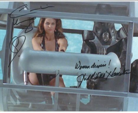 Caroline Munro & Judd Hamilton Signed Starcrash 8x10 Photo. Good Condition. All signed items come with our certificate of aut