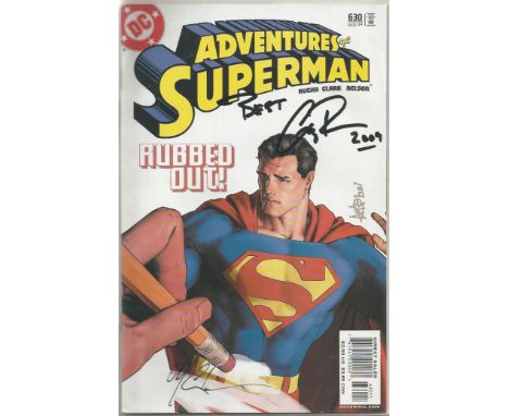 Greg Rucka and Matthew Clark signed Adventures of Superman Rubbed Out comic. Signed on front cover. Good Condition. All signe