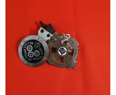 2 original car badges – 1 Royal Irish Automobile Club &amp; 1 “Irish Veteran and Vintage Car Club” (2)